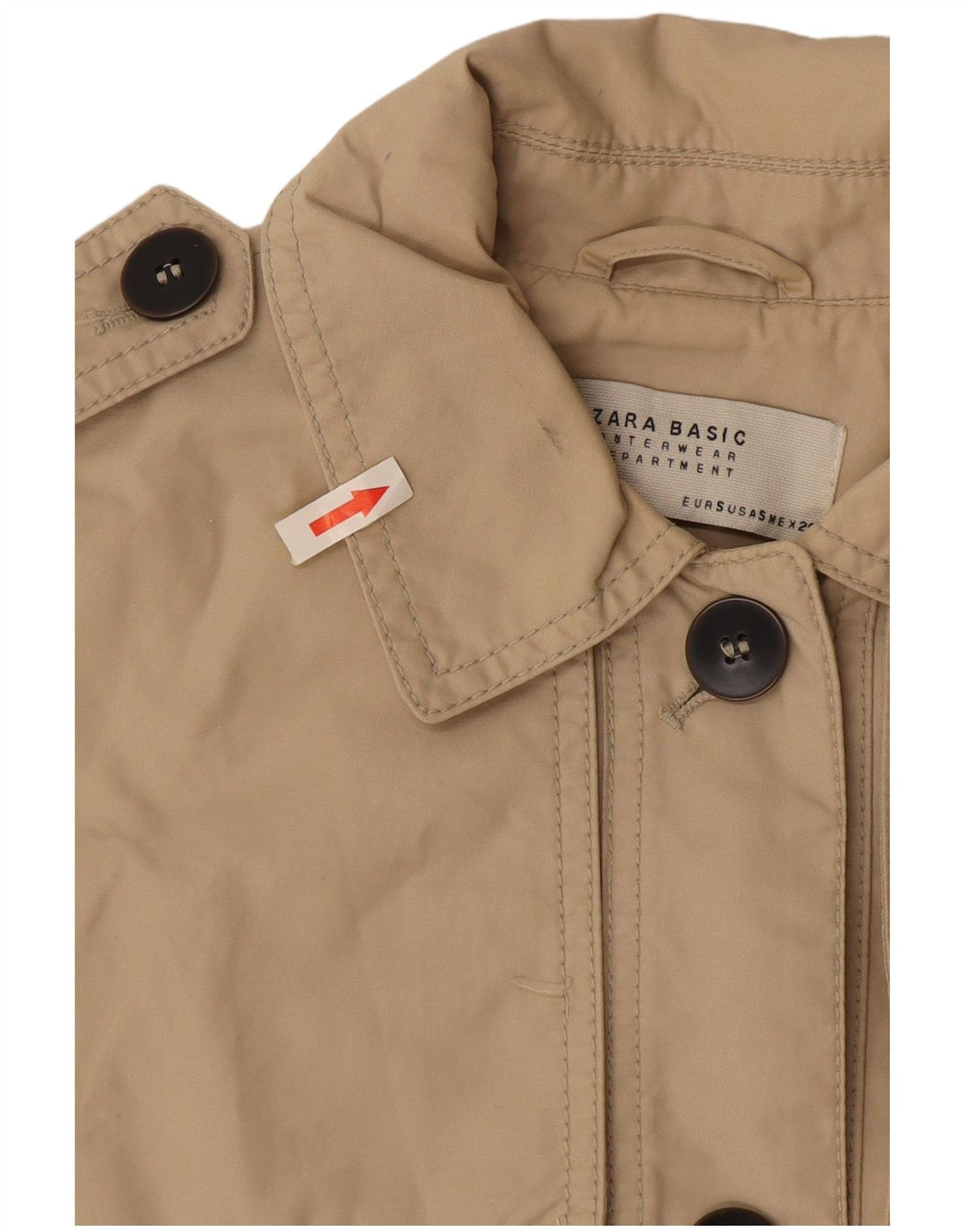 Zara Womens Trench Coat UK 10 Small Beige Cotton