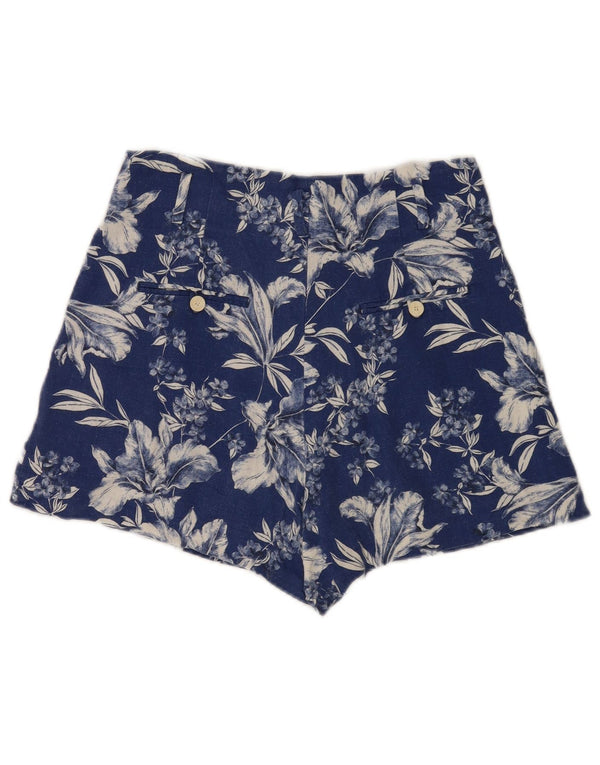 Zara Womens High Rise Hot Pants Medium W28  Blue Floral