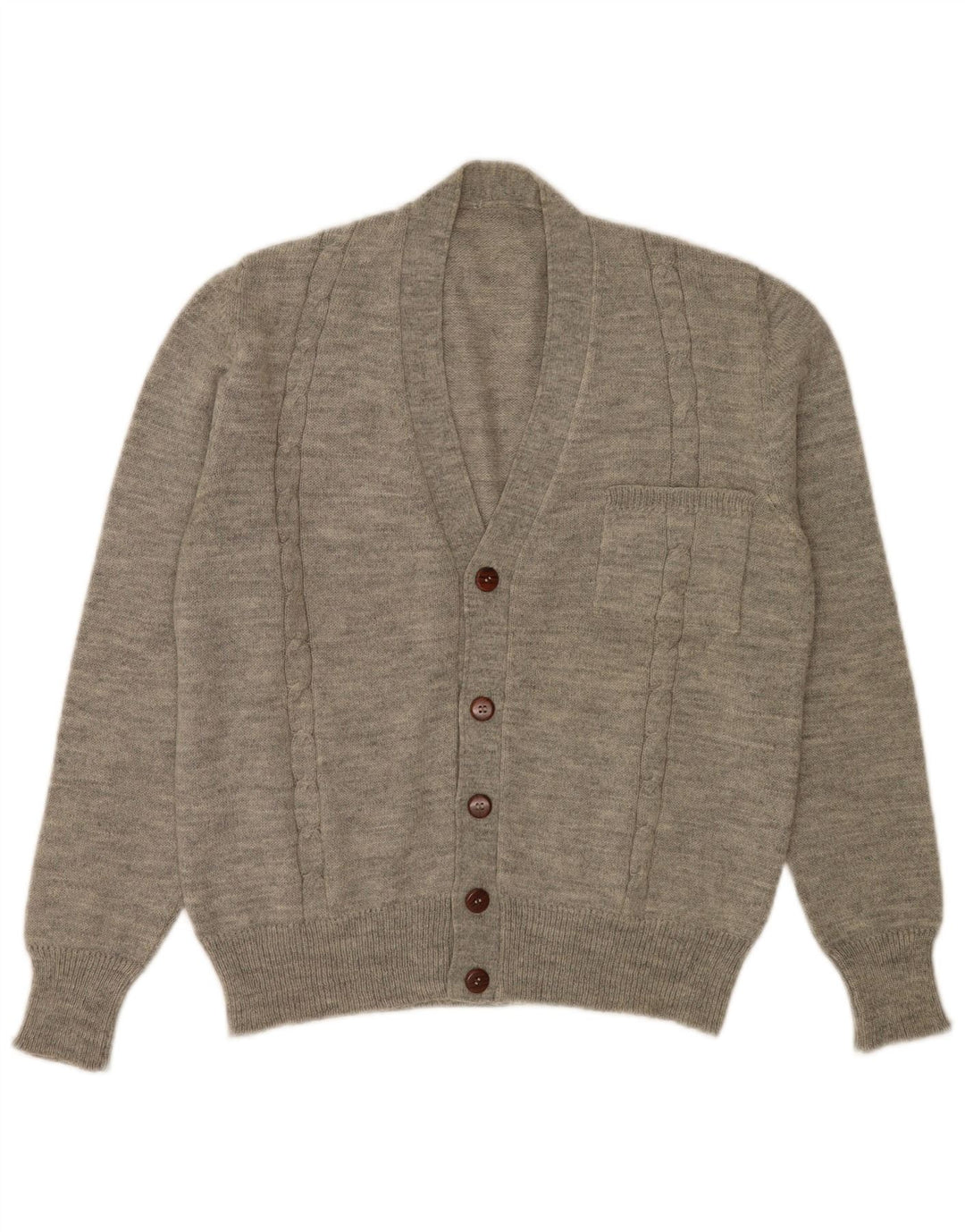 Vintage Mens Cardigan Sweater Medium Grey Flecked