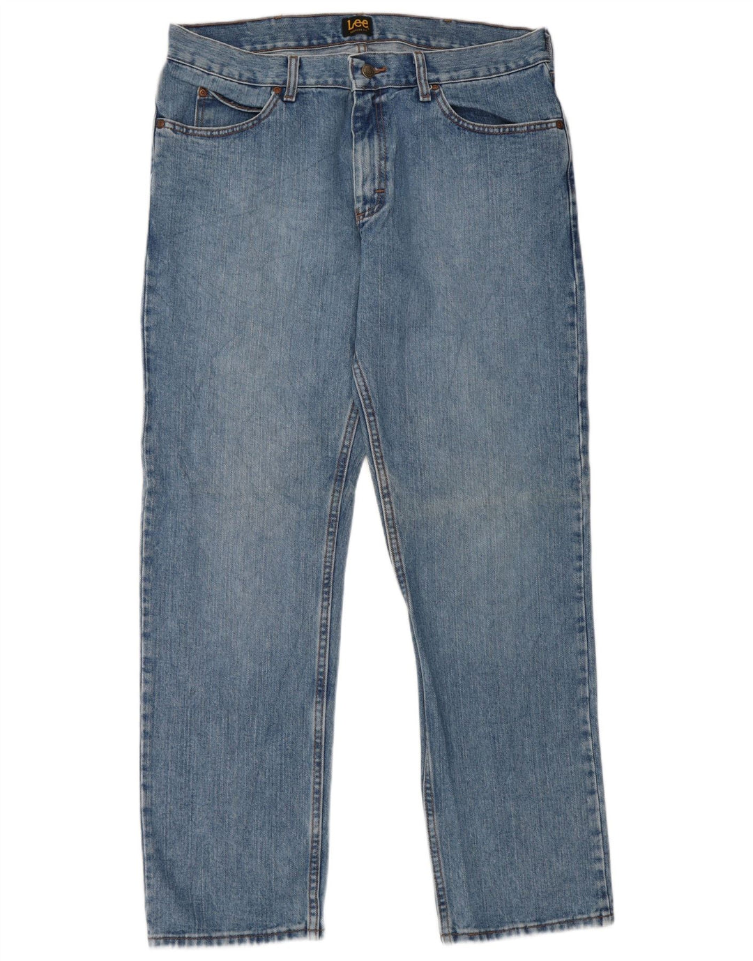 LEE Mens Regular Fit Straight Jeans W35 L32 Blue Cotton