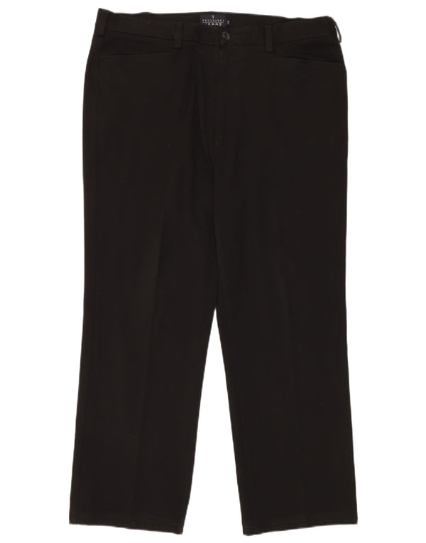 TRUSSARDI Mens Straight Casual Trousers IT 54 2XL W38 L30 Black Polyester