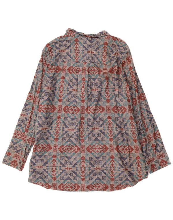 Eddie Bauer Womens Oversized Flannel Shirt UK 22 3XL Grey Geometric Cotton