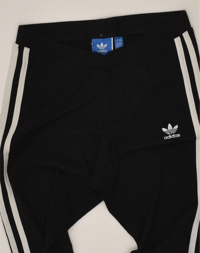 ADIDAS Womens Leggings UK 6 XS Black Cotton | Vintage Adidas | Thrift | Second-Hand Adidas | Used Clothing | Messina Hembry 