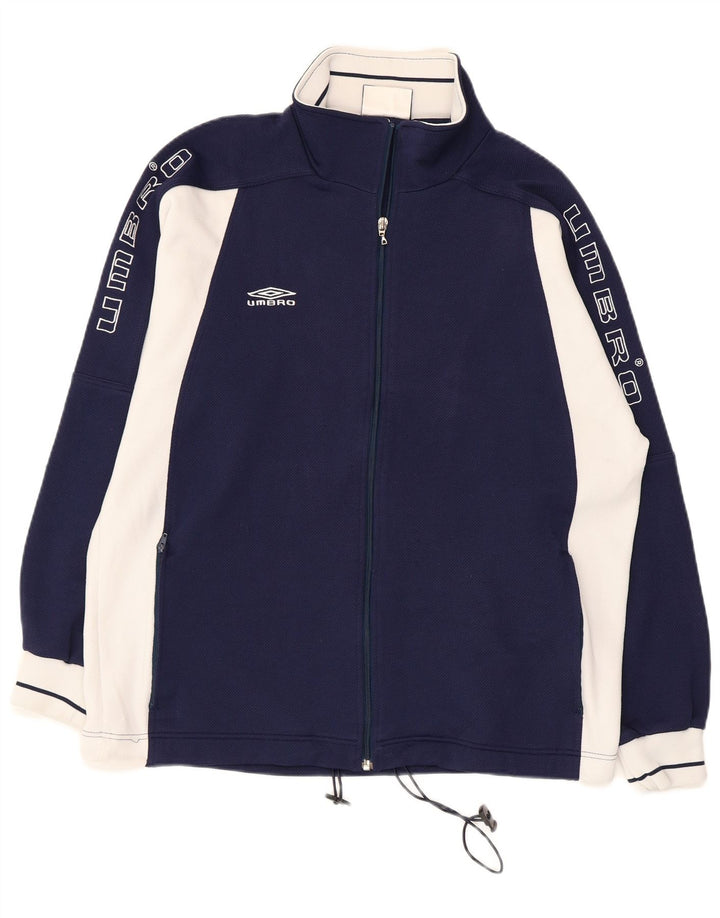 UMBRO Mens Graphic Tracksuit Top Jacket Small Navy Blue Colourblock