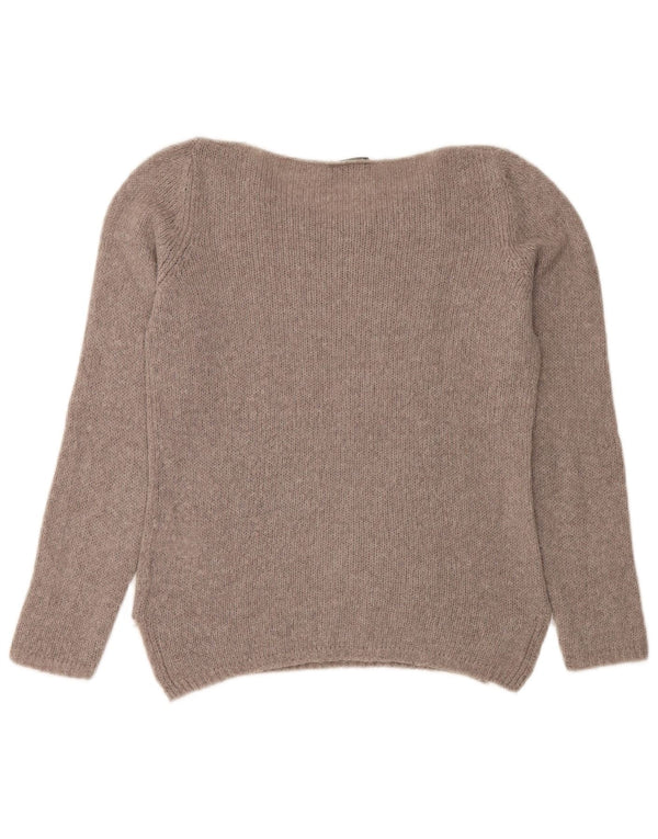 Fred Perry Womens Boat Neck Jumper Sweater UK 10 Small Grey Polyamide