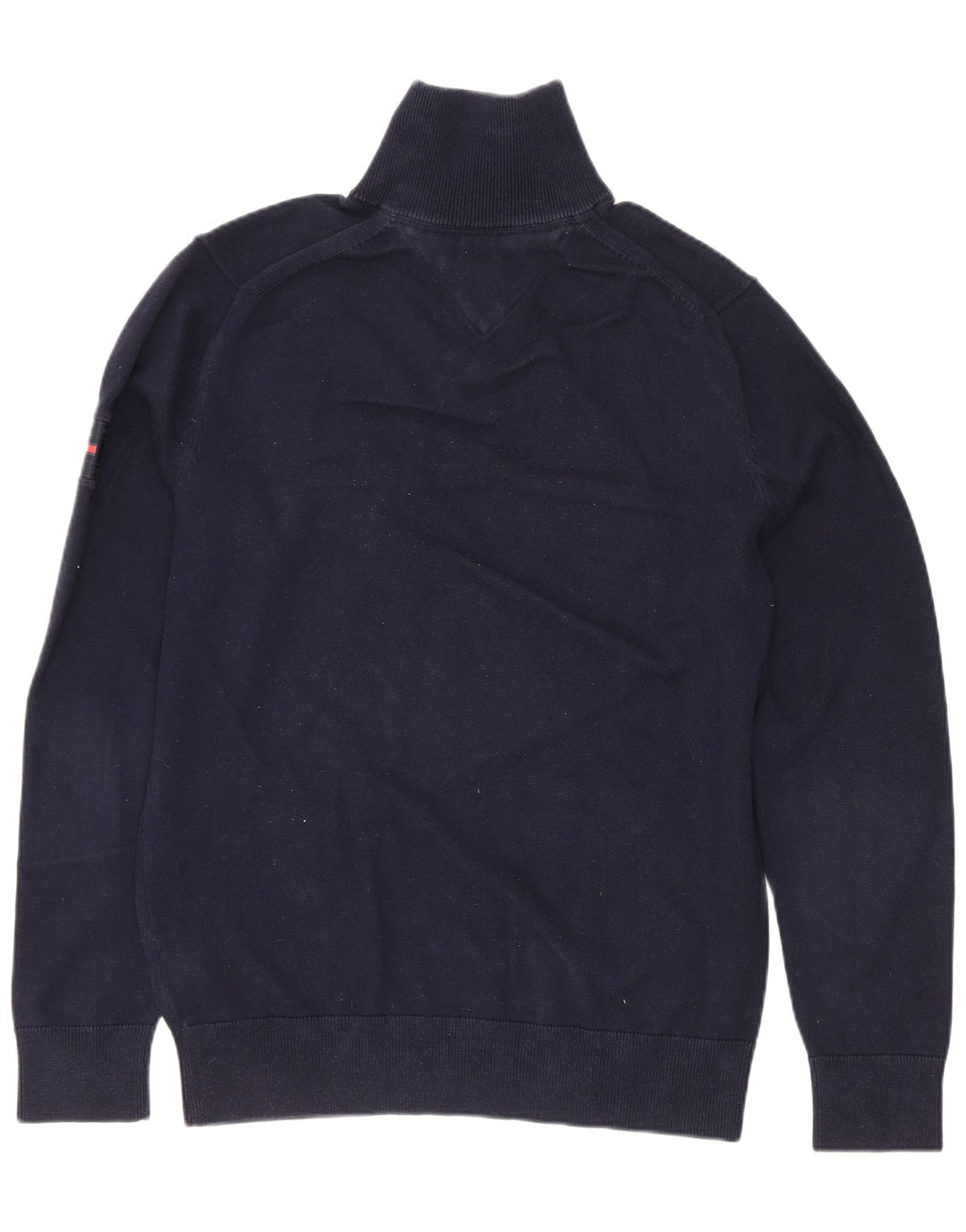 Tommy Hilfiger Mens Zip Neck Jumper Sweater Medium Navy Blue Colourblock