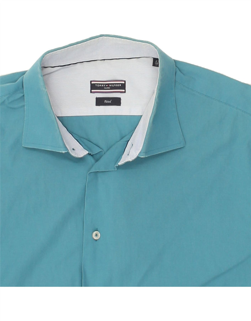 TOMMY HILFIGER Mens Fitted Shirt Size 43 17 XL Blue Cotton Vintage Tommy Hilfiger and Second-Hand Tommy Hilfiger from Messina Hembry 