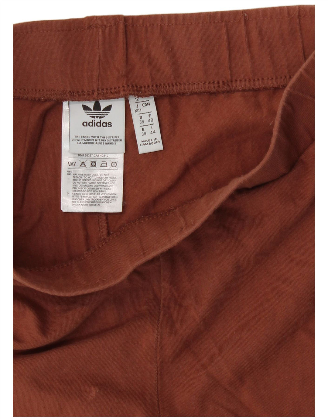 Adidas Womens Leggings UK 12 Medium Brown Cotton