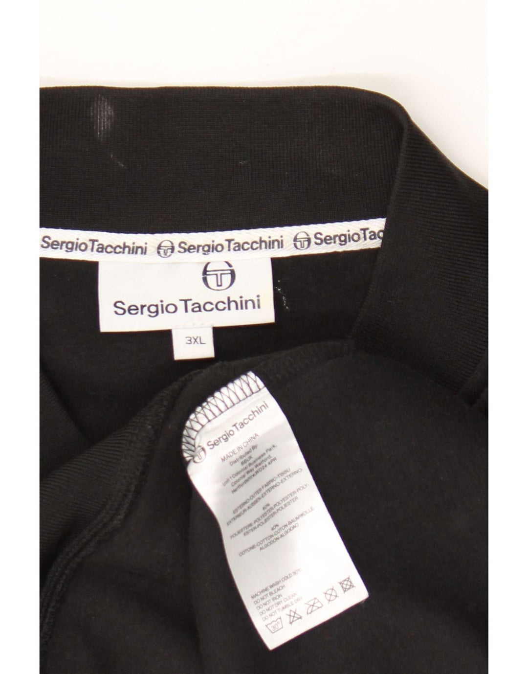 Sergio Tacchini Mens Sleeveless Tracksuit Top Jacket 3XL Black Polyester