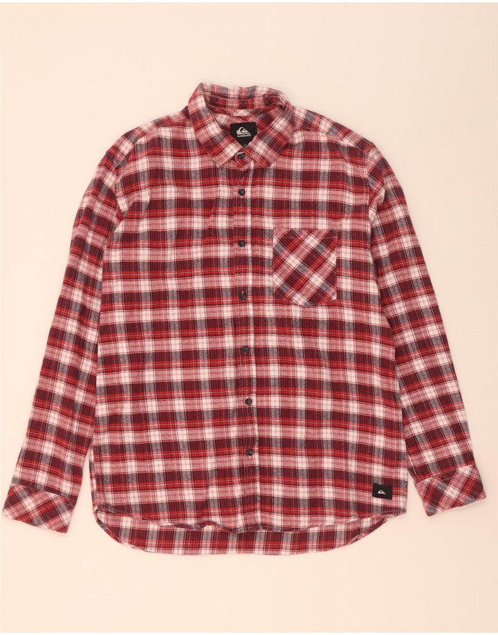 Quiksilver Mens Regular Fit Flannel Shirt Large Red Check Cotton