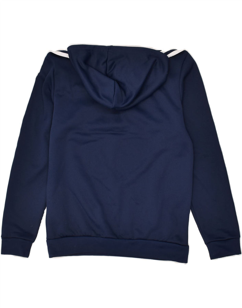 ADIDAS Boys Graphic Zip Neck Hoodie Jumper 9-10 Years Navy Blue Polyester | Vintage Adidas | Thrift | Second-Hand Adidas | Used Clothing | Messina Hembry 