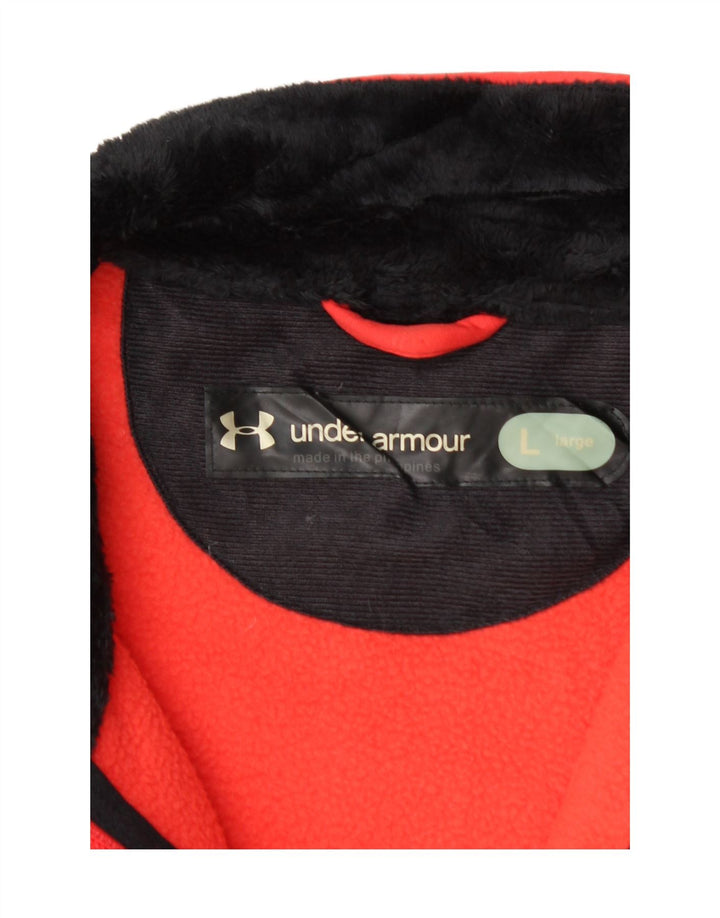 UNDER ARMOUR Mens Tracksuit Top Jacket Large Red Geometric Polyester
