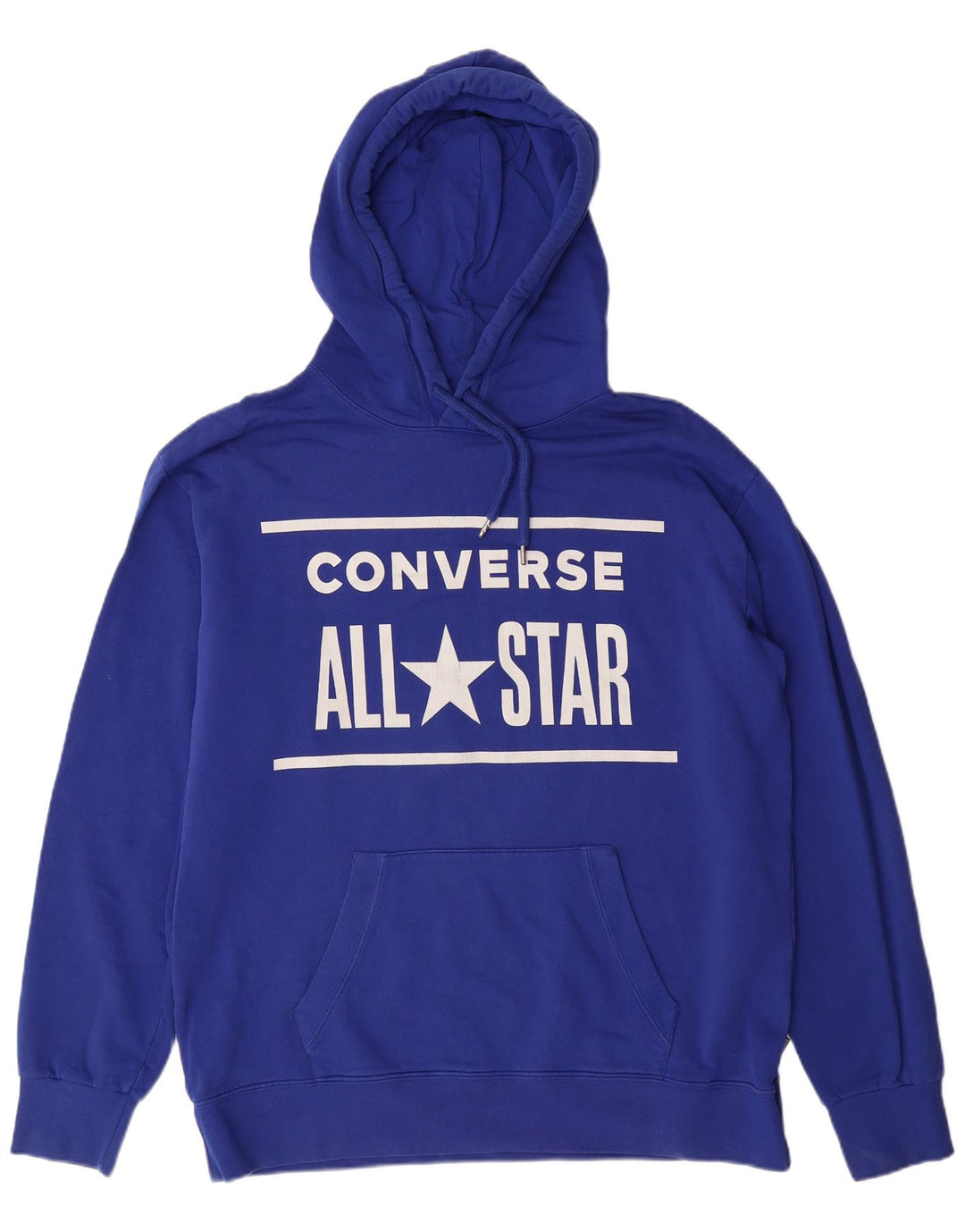 CONVERSE Mens Graphic Hoodie Jumper Large Blue Cotton