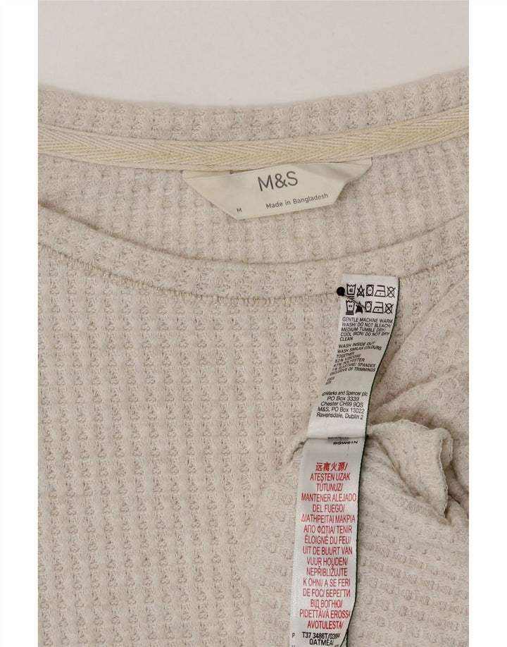 Marks & Spencer Womens Top Long Sleeve UK 12 Medium Beige Viscose