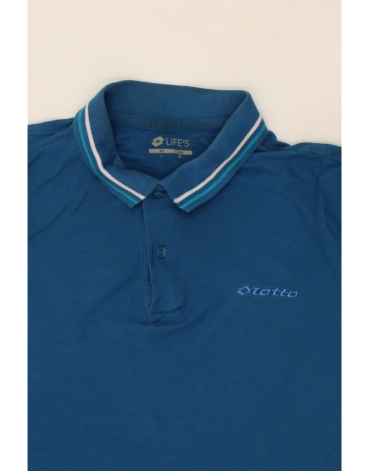 LOTTO Mens Polo Shirt Large Blue Cotton Vintage Lotto and Second-Hand Lotto from Messina Hembry 