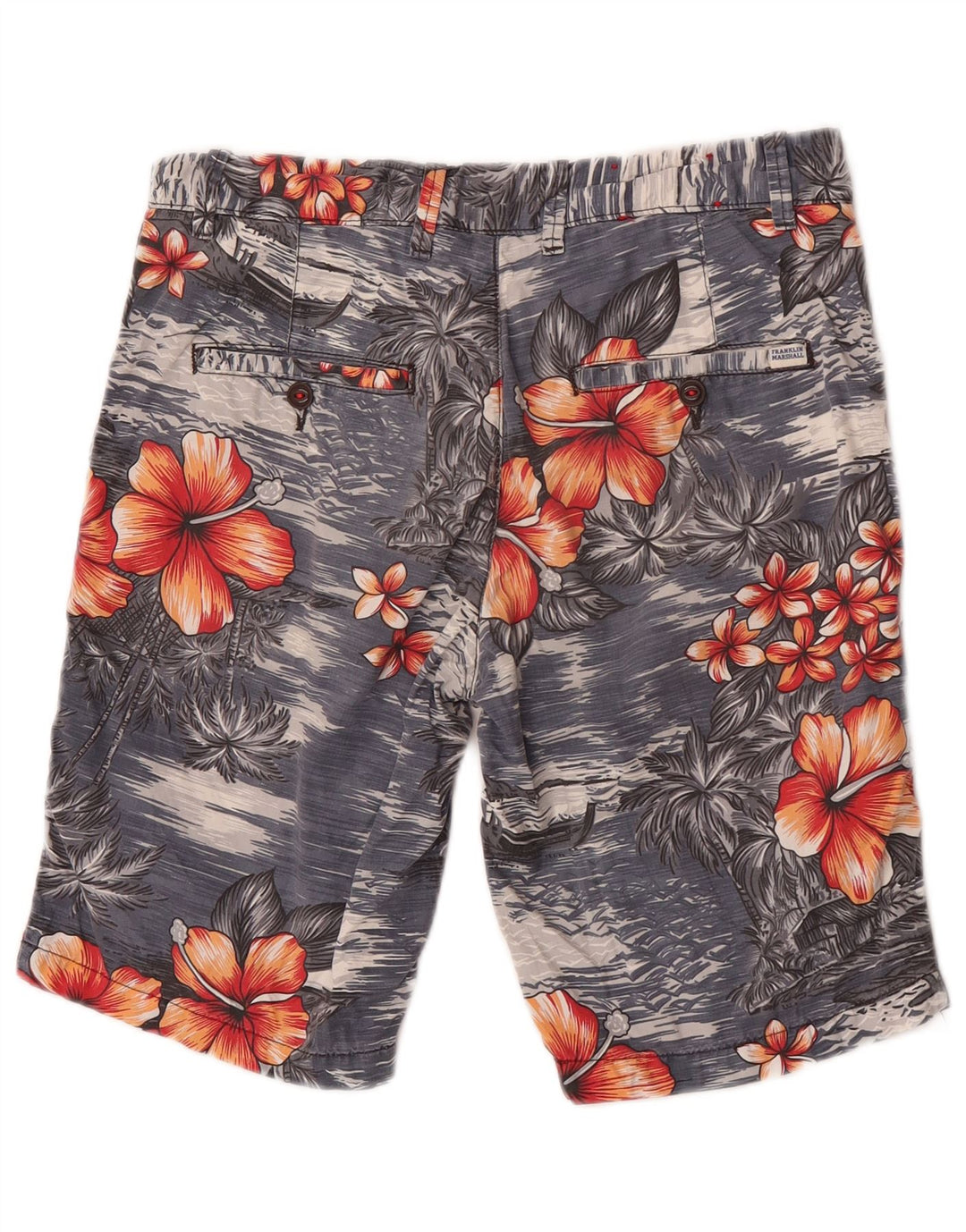 Franklin Marshall Mens Leo Chino Shorts W31 Medium Navy Blue Hawaiian