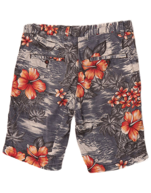 Franklin Marshall Mens Leo Chino Shorts W31 Medium Navy Blue Hawaiian