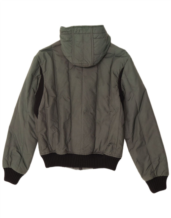Refrigiwear Mens Hooded Bomber Jacket IT 46 Small Green Nylon