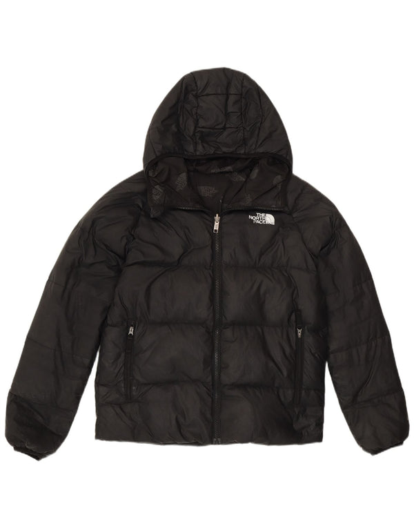The North Face Boys Hooded Padded Jacket 14-15 Years XL Black Polyester