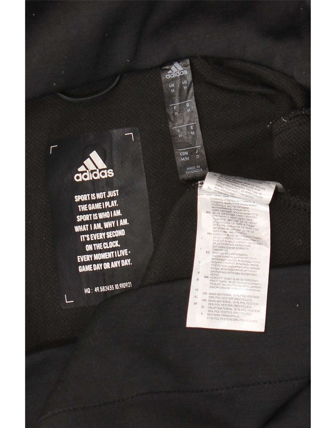 Adidas Mens Zip Hoodie Sweater Medium Black Flecked Polyester