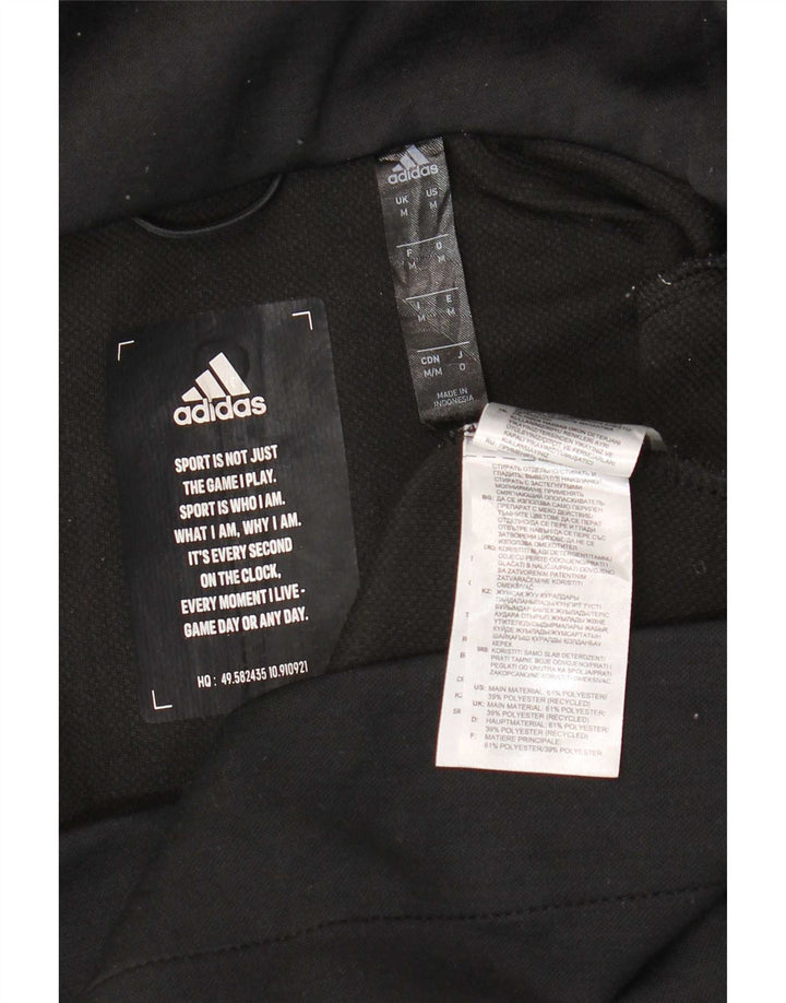 Adidas Mens Zip Hoodie Sweater Medium Black Flecked Polyester