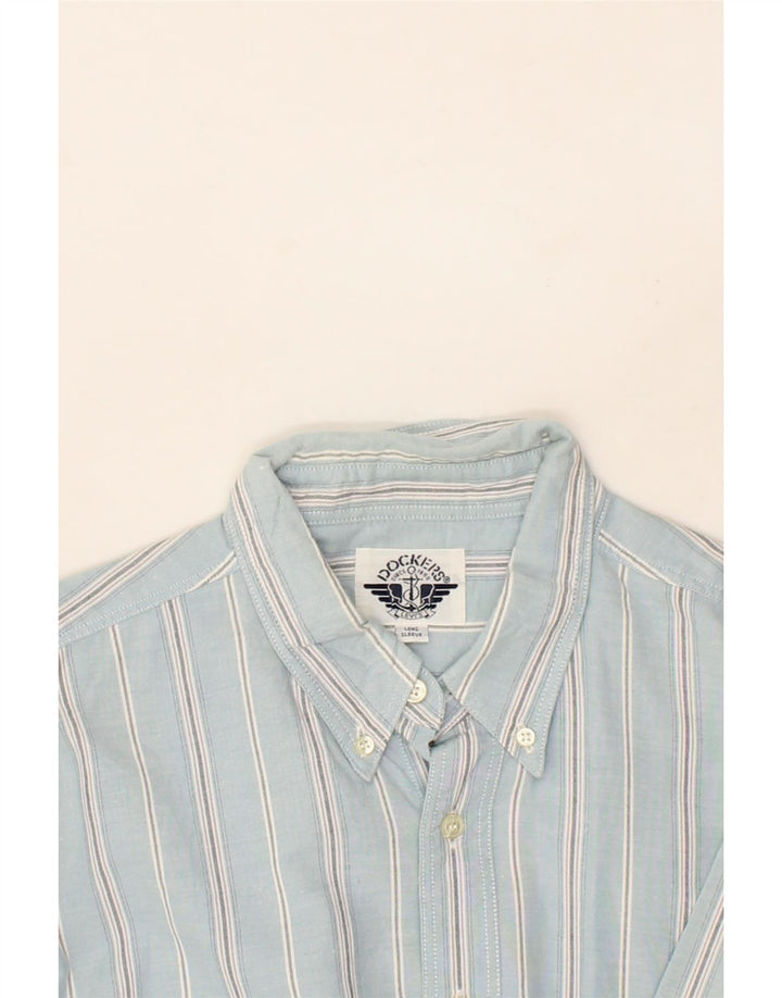 DOCKERS Mens Shirt XL Blue Striped Vintage Dockers and Second-Hand Dockers from Messina Hembry 