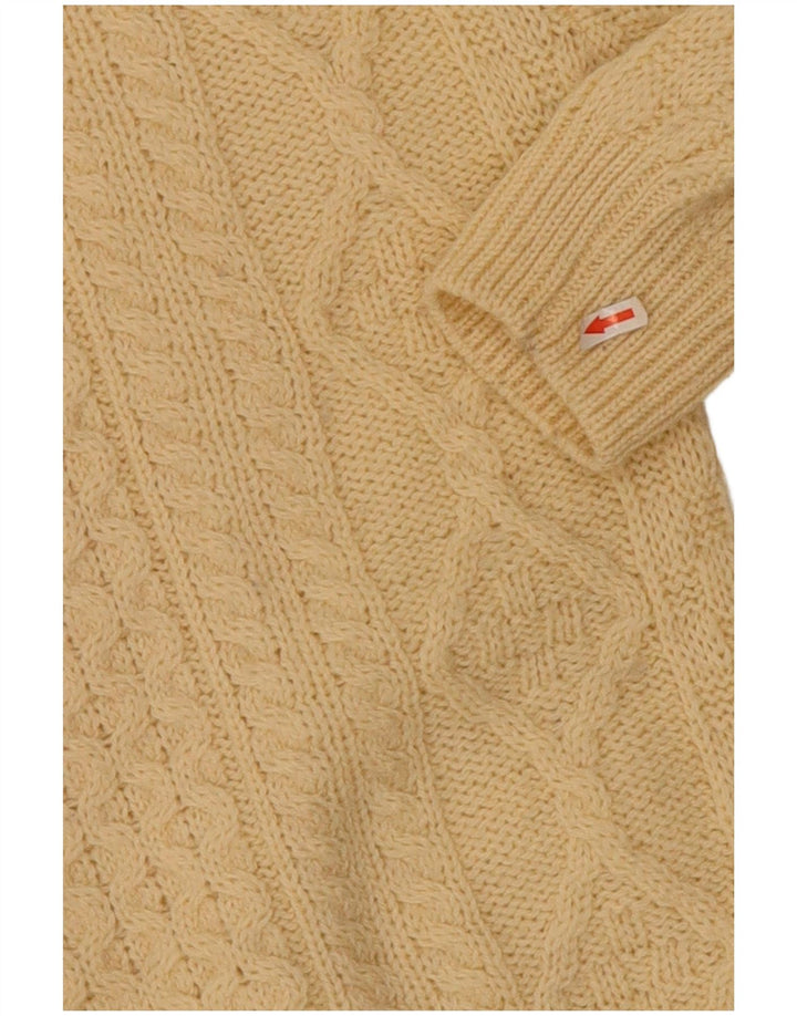 arancrafts Mens Crew Neck Jumper Sweater Medium Beige Wool