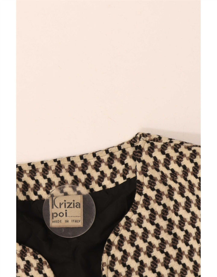 Poi By Krizia Womens Crop Blazer Jacket IT 40 Small Beige Houndstooth
