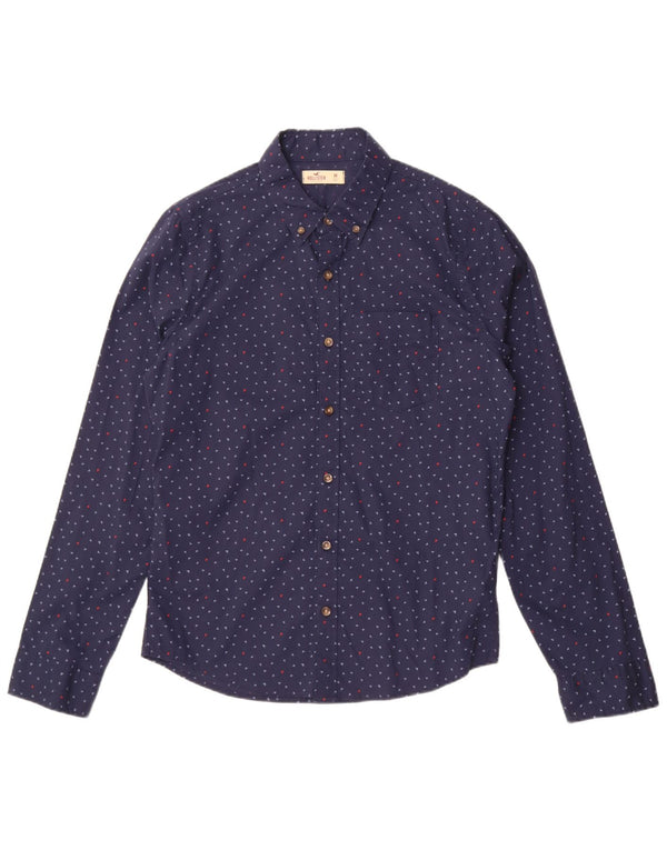Hollister Mens Shirt Medium Navy Blue Spotted Cotton