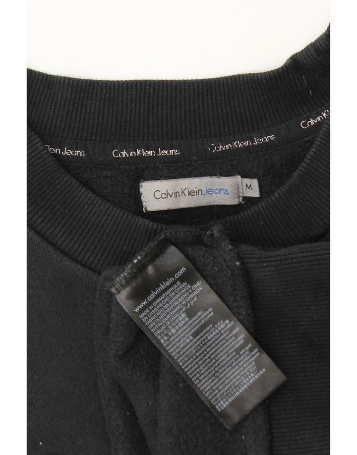 Calvin Klein Jeans Womens Graphic Sweatshirt Jumper UK 14 Medium Black