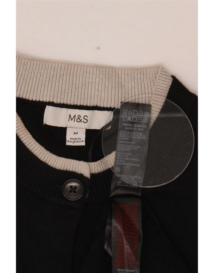 Marks & Spencer Womens Cardigan Sweater UK 14 Medium Black Polyester