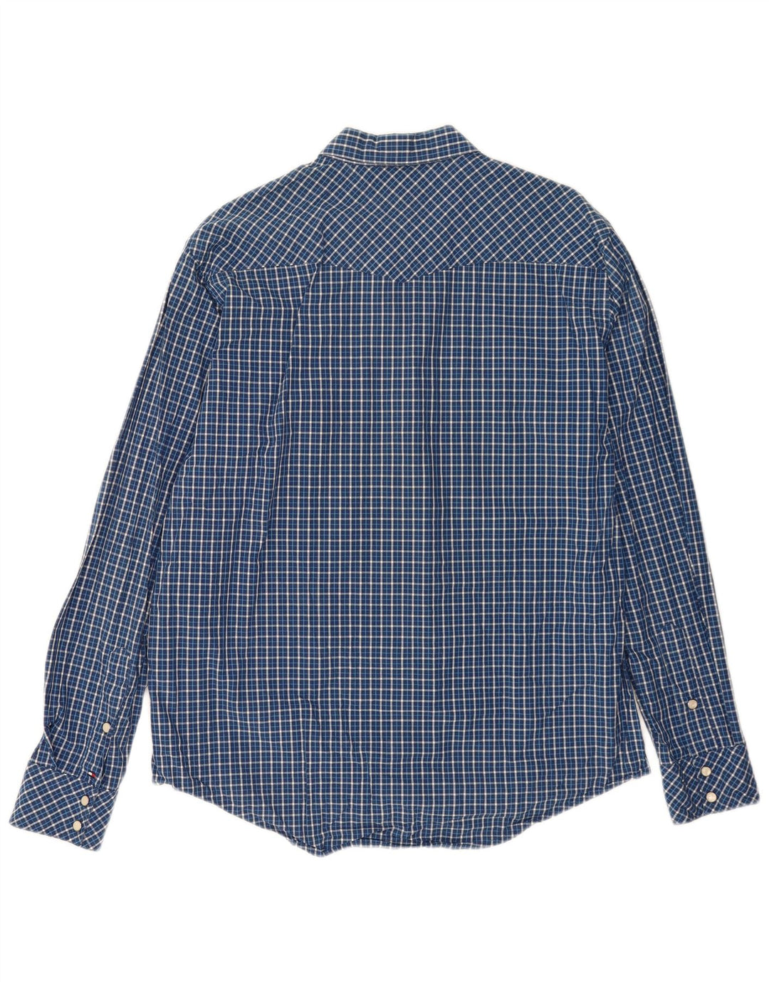 Tommy Hilfiger Mens Shirt Large Blue Check Cotton