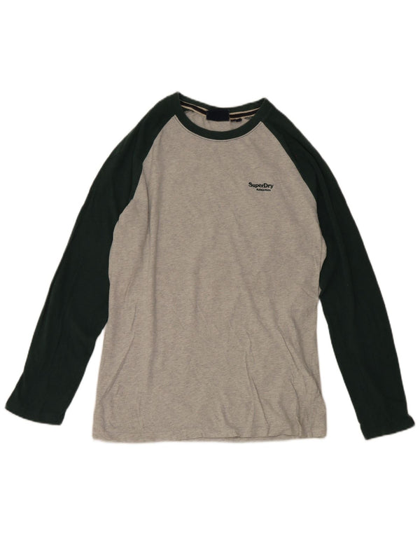 Superdry Mens Top Long Sleeve Medium Grey Colourblock Cotton