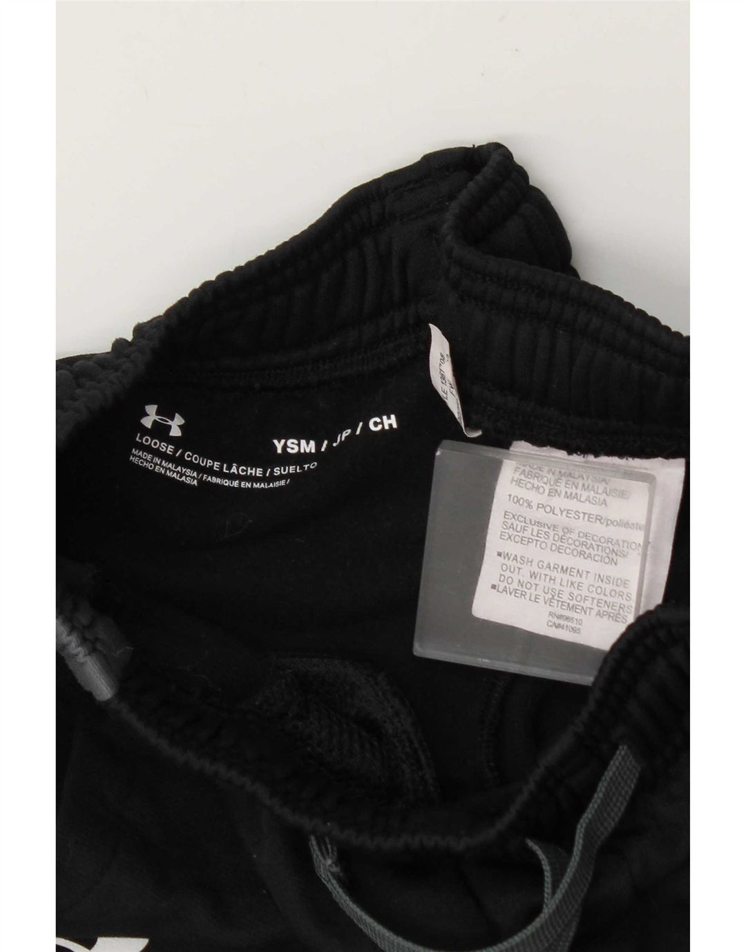 Under Armour Boys Tracksuit Trousers 7-8 Years Small Black Colourblock