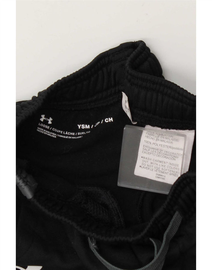 Under Armour Boys Tracksuit Trousers 7-8 Years Small Black Colourblock