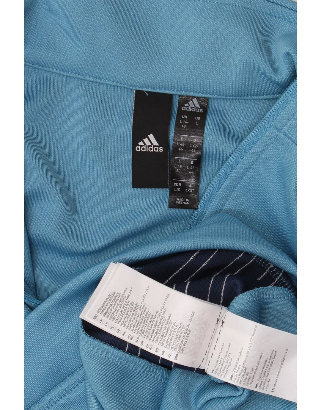 Adidas Womens Tracksuit Top Jacket UK 161/18 Large Blue Colourblock