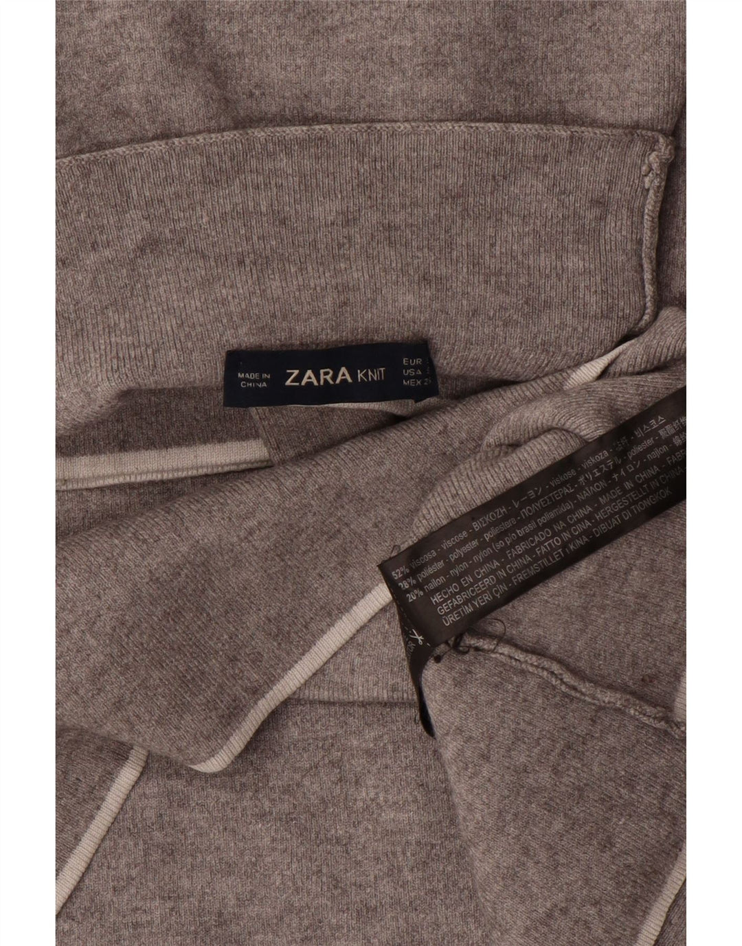 ZARA Womens Short Sleeve Turtle Neck Jumper Sweater UK 10 Small Grey