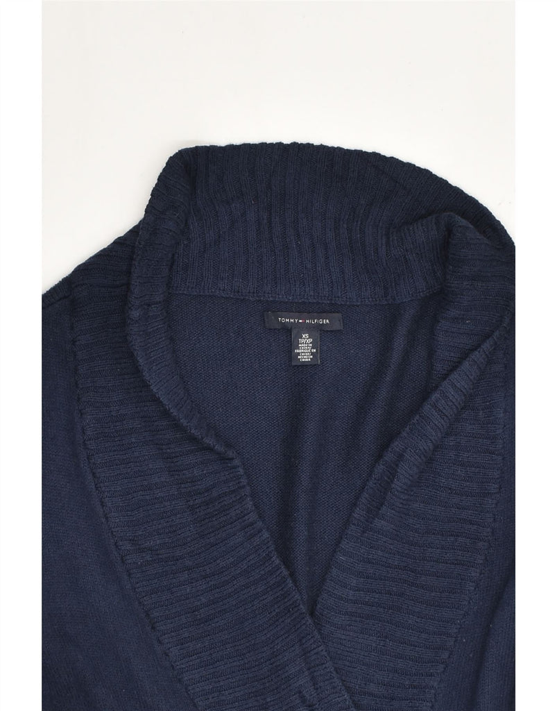 TOMMY HILFIGER Womens Double Breasted Cardigan Sweater UK 6 XS Navy Blue | Vintage Tommy Hilfiger | Thrift | Second-Hand Tommy Hilfiger | Used Clothing | Messina Hembry 