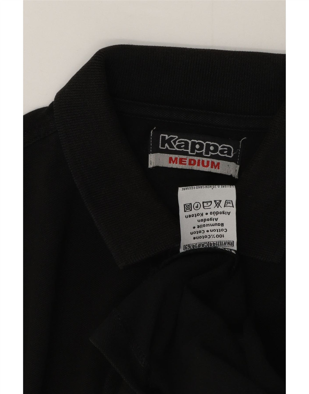 Kappa Mens Polo Shirt Medium Black Cotton