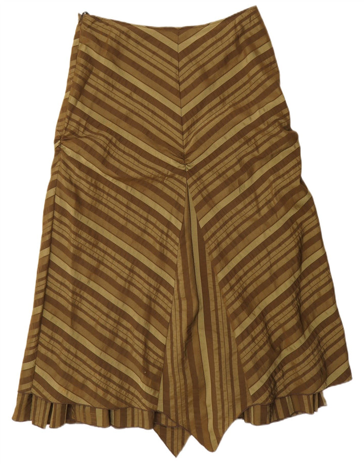 SASHA Womens Asymmetric A-Line Skirt UK 16 Large W36  Khaki Striped