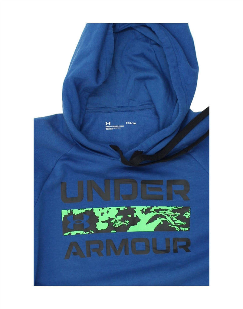 UNDER ARMOUR Mens Graphic Hoodie Jumper Large Blue Cotton | Vintage Under Armour | Thrift | Second-Hand Under Armour | Used Clothing | Messina Hembry 