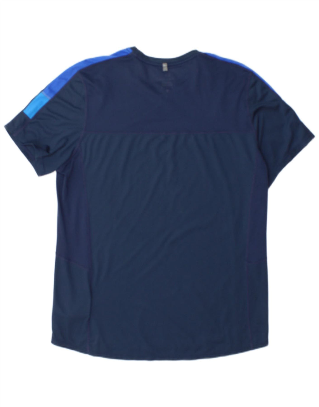 Nike Mens Dri Fit T-Shirt Top Large Navy Blue Colourblock Polyester