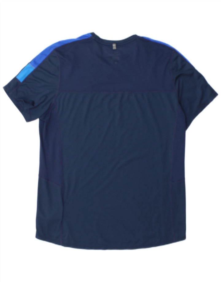Nike Mens Dri Fit T-Shirt Top Large Navy Blue Colourblock Polyester
