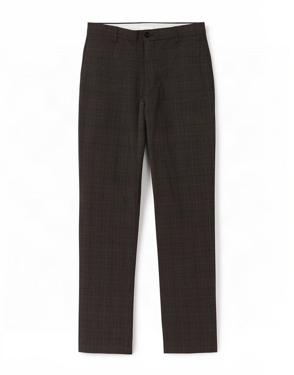 Marks & Spencer Mens Chino Trousers W30 L33 Brown Check Polyester