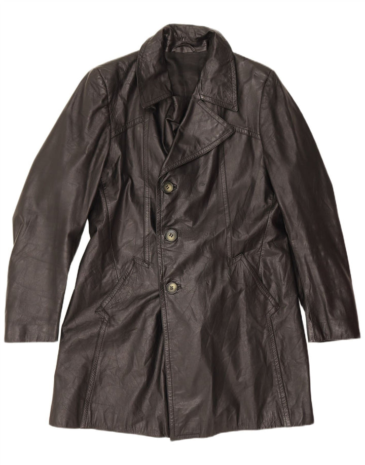 Vintage Mens Leather Coat UK 38 Medium Black