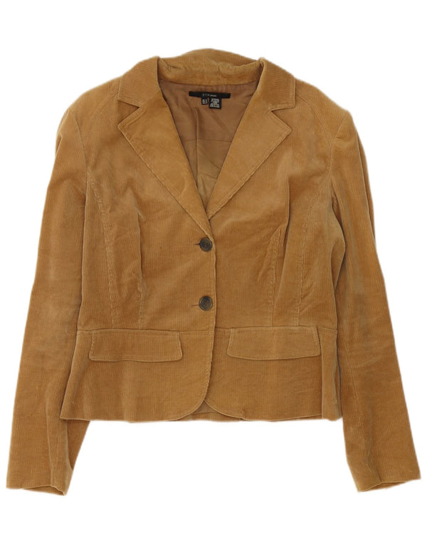Zara Womens Corduroy 2 Button Blazer Jacket UK 18 XL Brown Cotton