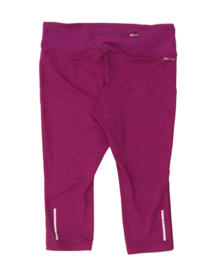 NIKE Womens Dri Fit Capri Leggings UK 14 Medium  Burgundy Spotted Vintage Nike and Second-Hand Nike from Messina Hembry 
