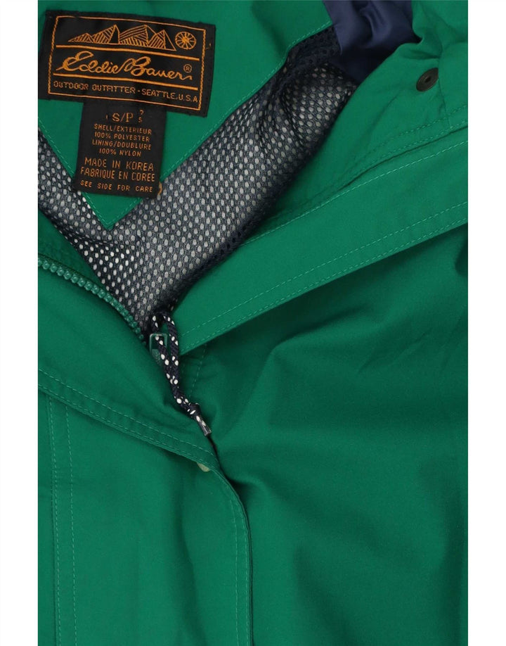 Eddie Bauer Mens Hooded Rain Jacket UK 36 Small Green Polyester