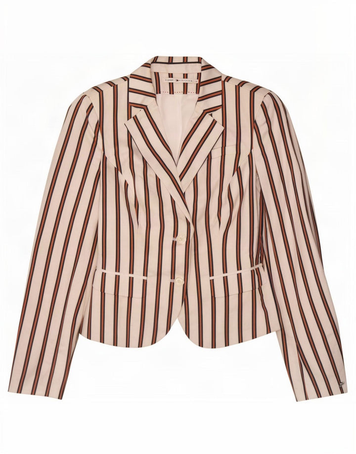 Tommy Hilfiger Womens 2 Button Blazer Jacket US 4 Small White Striped