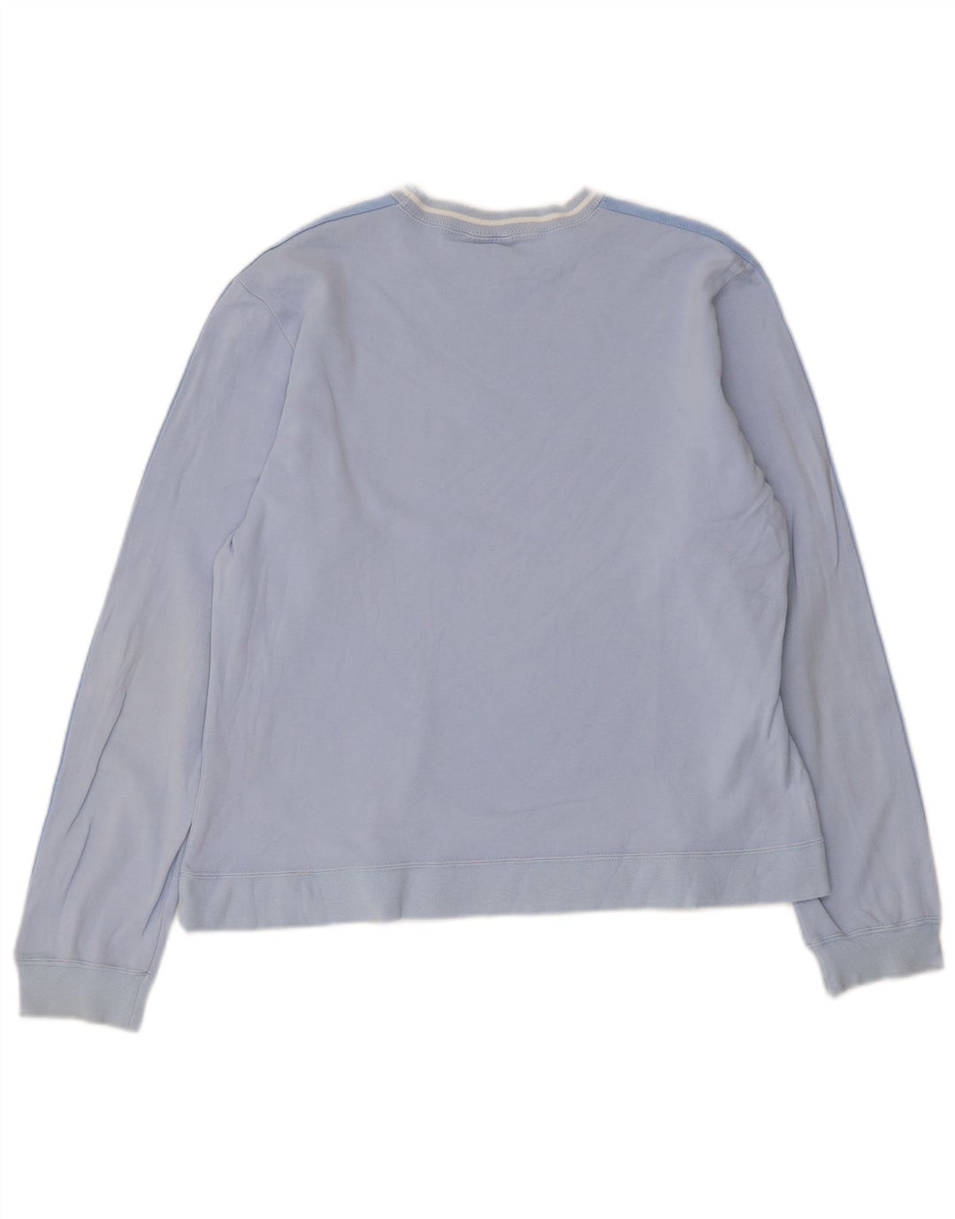 Champion Womens Top Long Sleeve UK 16 Large Blue Striped Cotton